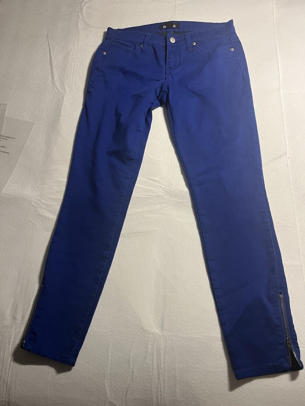 Forever 21 Premium Denim Women’s 27 Royal Blue Skinny Jeans Ankle Zip Stretch